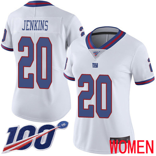 Women New York Giants 20 Janoris Jenkins Limited White Rush Vapor Untouchable 100th Season Football NFL Jersey